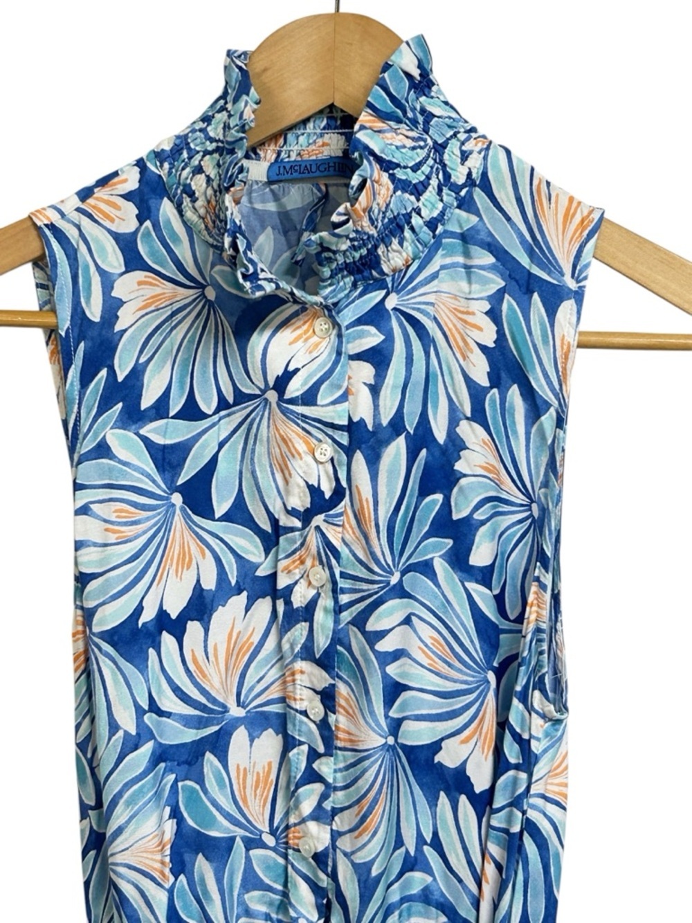 J.McLaughlin Blue Floral Silk Blend Maxi Dress – Size Large Resort Style - Picture 3 of 8